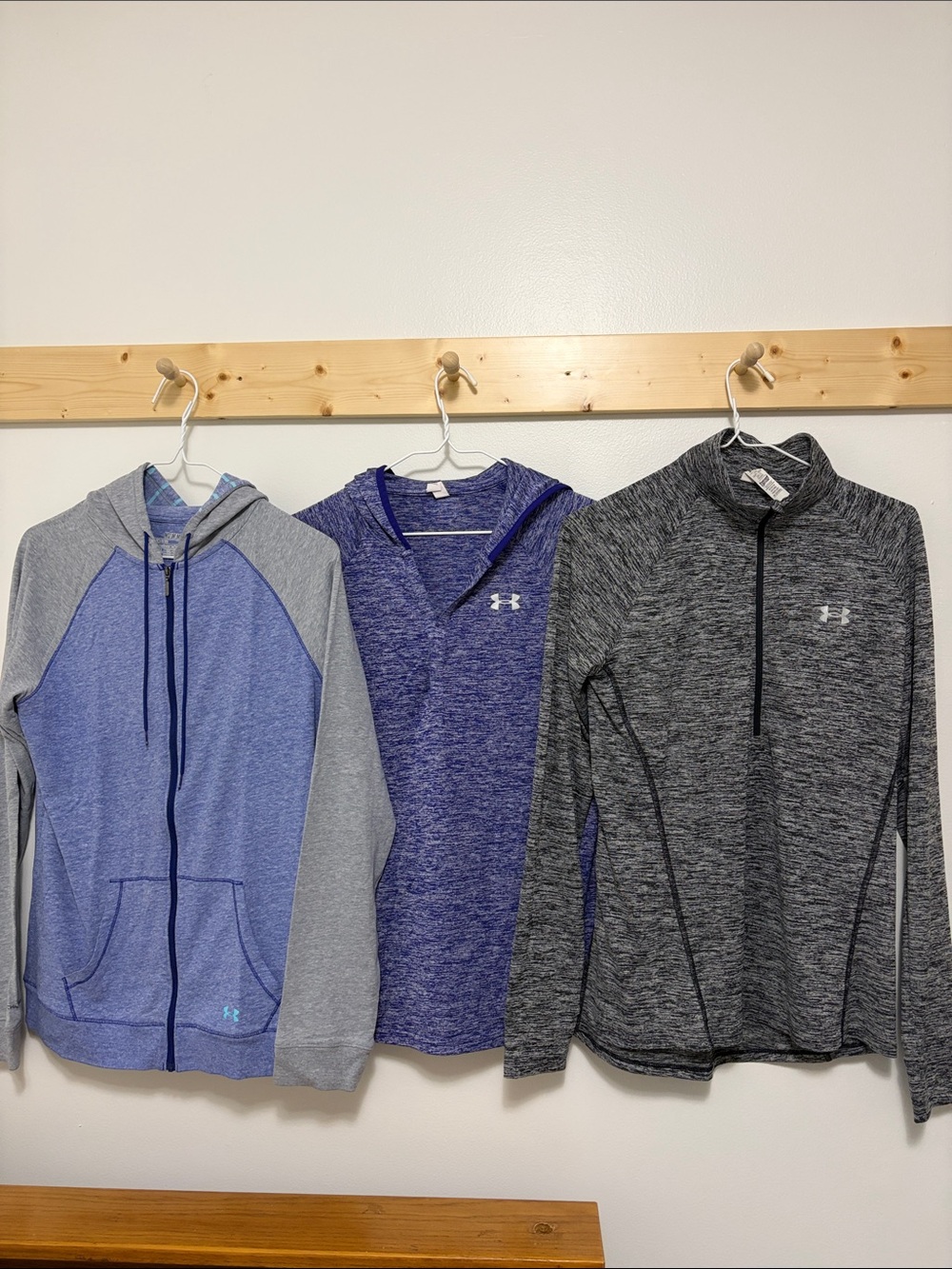 3 Under Armour Women’s Hoodie, Pullover & Quarter-Zip - Light Blue, Purple, Gray